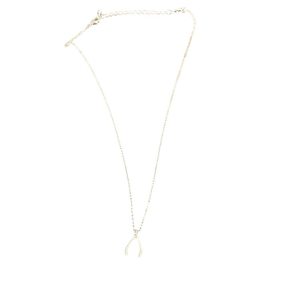 Silver Wishbone Pendant Necklace Delicate Charm Jewelry‎